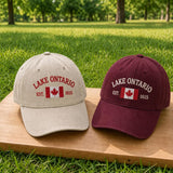 Lake Ontario Canada Flag Embroidered Hat, Vintage Great Lakes Baseball Cap, Travel Gift