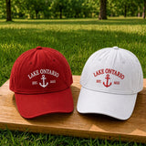 Lake Ontario Anchor Embroidered Hat, Vintage Canadian Great Lakes Baseball Cap, Nautical Gift