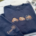 Embroidered Jumping Spider Sweatshirt, Custom Sleeve Name Spider Web Crewneck