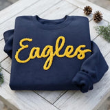 Custom Yarn Embroidered Sweatshirt, Personalized Team Mascot Game Day Crewneck