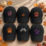 Pumpkin Dog Paw Embroidered Hat, Cute Halloween Baseball Cap, Pet Lover Gift