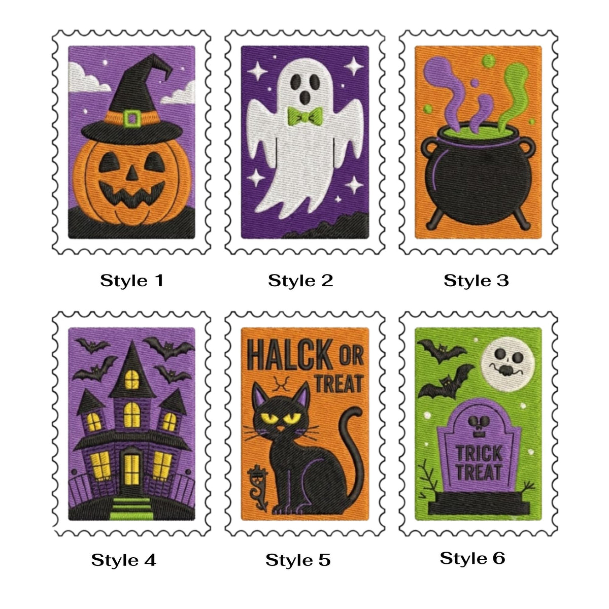 Custom Embroidered Halloween Postage Stamp Sweatshirt, Cute Spooky Fall Crewneck