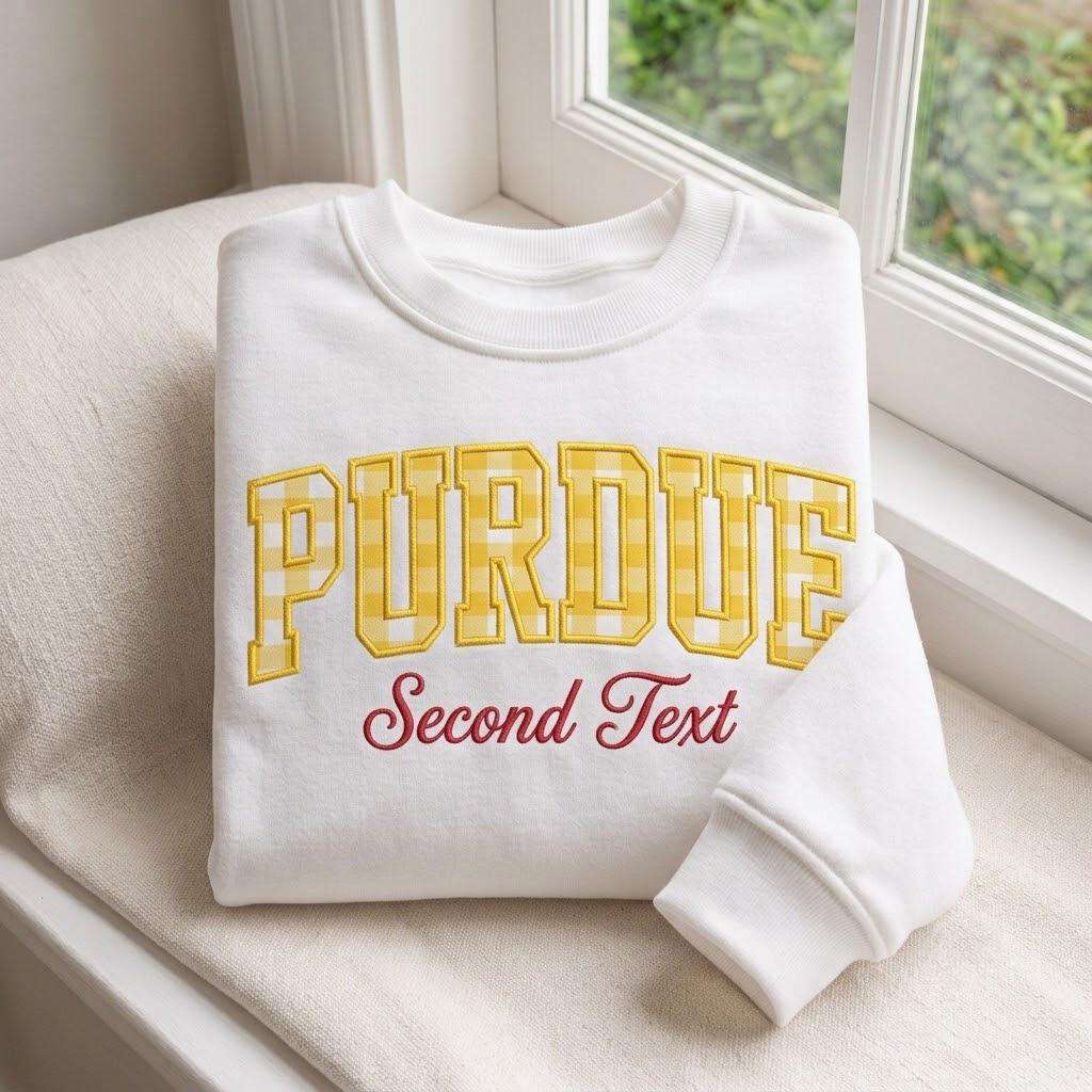 Custom Mascot Applique Embroidered Sweatshirt, Personalized Varsity Letter Crewneck