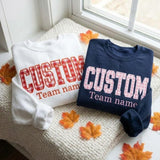 Custom Team Name Applique Embroidered Sweatshirt, Personalized Varsity Letter Crewneck