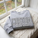 Custom Team Name Applique Embroidered Sweatshirt, Personalized Varsity Letter Crewneck