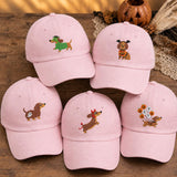 Dachshund Halloween Embroidered Hat, Cute Wiener Dog Baseball Cap, Dog Lover Gift