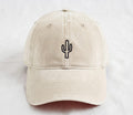 Cactus Embroidered Dad Hat, Minimalist Desert Washed Cotton Baseball Cap, Nature Lover Gift