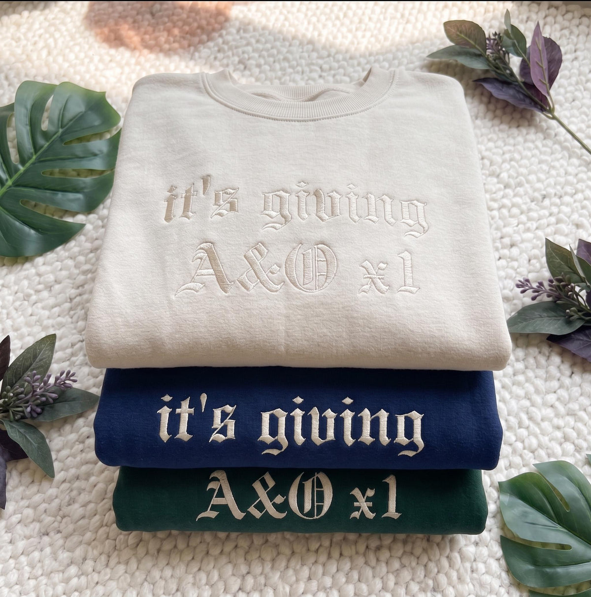 Custom It's Giving A&O x1 Nurse Sweatshirt, Gothic Font Nursing Embroidered Crewneck