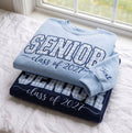 Custom Applique Senior 2027 Embroidered Sweatshirt, Gingham Varsity Graduation Crewneck