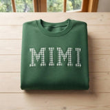Custom Gingham Family Name Embroidered Sweatshirt, Personalized Applique Varsity Crewneck