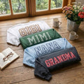 Custom Gingham Family Name Embroidered Sweatshirt, Personalized Applique Varsity Crewneck