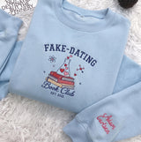 Custom Embroidered Fake Dating Book Club Sweatshirt, Cute Chemistry Bookish Custom Name Sleeve Crewneck, Romance Reader Gift For Women