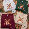 Custom Reindeer Christmas Sweatshirt, Personalized Sleeve Year Holiday Crewneck, Cute Xmas Animal Jumper, Winter Season Gift