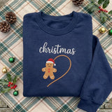 Embroidered Couple Gingerbread Christmas Sweatshirt, Matching Holiday Heart Crewneck