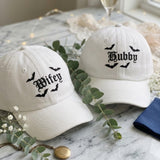 Matching Gothic Couple Embroidered Hats, Halloween Husband Wife Baseball Caps, Wedding Gift