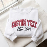 Custom Text Gingham Applique Sweatshirt, Personalized College Varsity Letter Crewneck