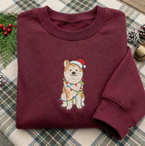 Custom Embroidered Christmas Dog Sweatshirt, Personalized Holiday Puppy Crewneck Gift
