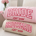 Custom Embroidered Bride Bridesmaid Sweatshirt, Pink Gingham Applique Est 2026 Crewneck, Bachelorette Party Sweater, Bridal Shower Gift