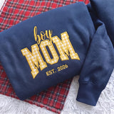 Custom Embroidered Boy Mom Boy Papa Sweatshirt, Gingham Applique Est 2026 Crewneck, New Dad New Mom Gift, Pregnancy Announcement Sweater