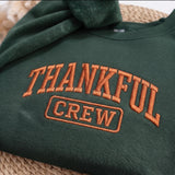Embroidered Thankful Crew Sweatshirt, Thanksgiving Family Matching Crewneck, Cozy Autumn Holiday Sweater, Festive Fall Gift For Him Her
