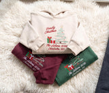 Custom Embroidered Christmas Tree Family Hoodie, Personalized Name & Year Matching Holiday Gift