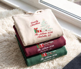 Custom Embroidered Christmas Tree Family Hoodie, Personalized Name & Year Matching Holiday Gift