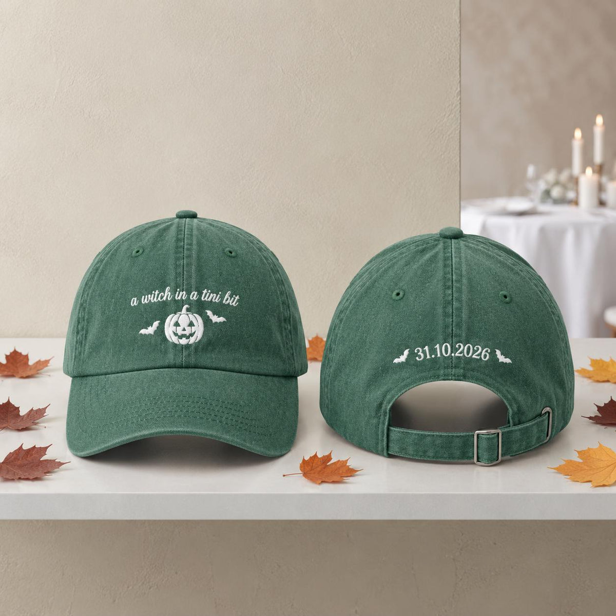 Witch Martini Embroidered Halloween Hat, Spooky Cocktail Baseball Cap, Fall Party Gift