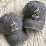 Matching Ghost Couple Embroidered Hats, Cute Halloween Baseball Caps, Romantic Fall Gift