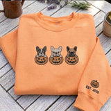 Custom Embroidered French Bulldog Sweatshirt, Pumpkin Halloween Dog Mom Crewneck