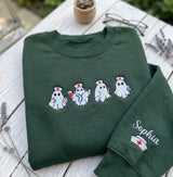 Custom Embroidered Nurse Ghost Sweatshirt, Spooky RN Halloween Crewneck Gift