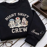 Custom Embroidered Night Shift Crew Sweatshirt, Spooky Nurse Halloween Crewneck Gift