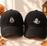 Ghost Pumpkin Halloween Embroidered Hat, Cute Spooky Baseball Cap, Fall Party Gift