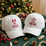Personalized Christmas Embroidered Hat, Reindeer Gingerbread Baseball Cap, Family Holiday Gift