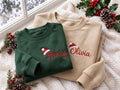 Custom Name Santa Hat Christmas Sweatshirt, Personalized Family Matching Xmas Crewneck