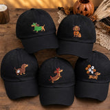 Dachshund Halloween Embroidered Hat, Cute Wiener Dog Baseball Cap, Dog Lover Gift