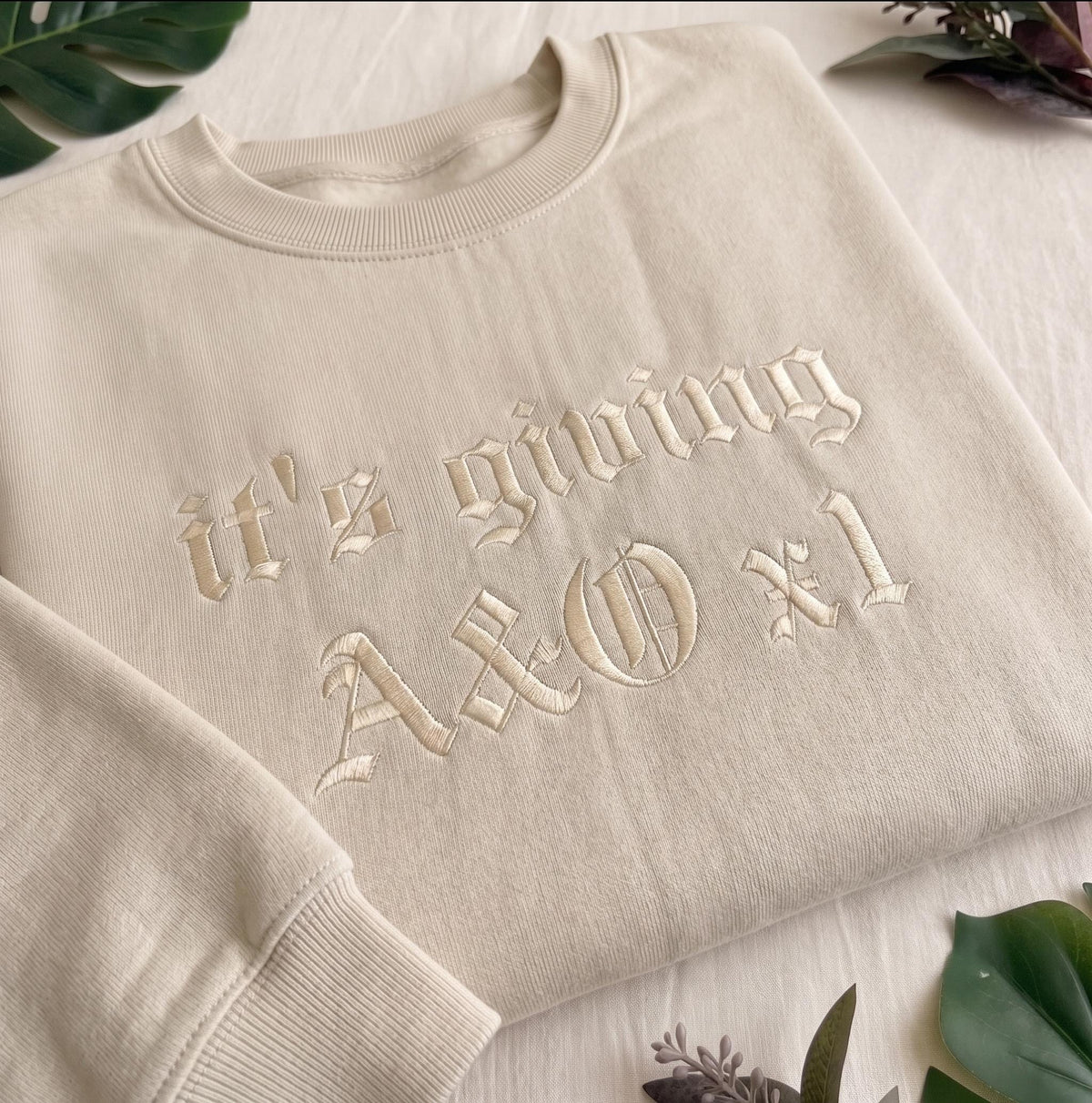 Custom It's Giving A&O x1 Nurse Sweatshirt, Gothic Font Nursing Embroidered Crewneck