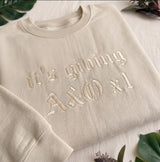 Custom It's Giving A&O x1 Nurse Sweatshirt, Gothic Font Nursing Embroidered Crewneck