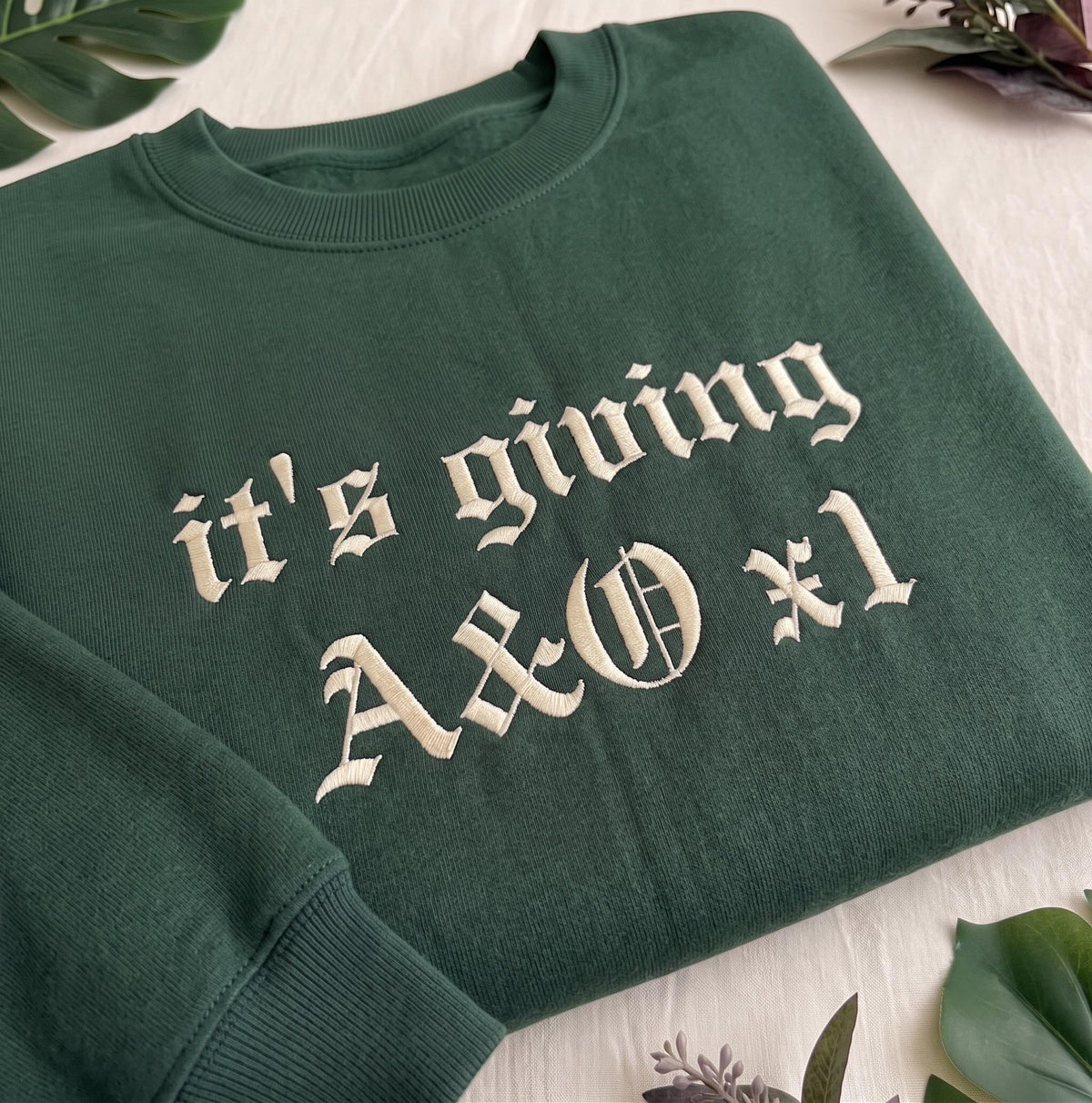 Custom It's Giving A&O x1 Nurse Sweatshirt, Gothic Font Nursing Embroidered Crewneck