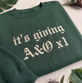 Custom It's Giving A&O x1 Nurse Sweatshirt, Gothic Font Nursing Embroidered Crewneck