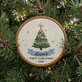 Personalized Christmas Tree Embroidered Ornament, Custom First Christmas Baby Boy Keepsake, Festive Tree Decor, Newborn Gift