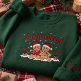 Personalized Gingerbread Couple Christmas Sweatshirt, Est 2026 Winter Embroidered Crewneck