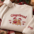 Personalized Gingerbread Couple Christmas Sweatshirt, Est 2026 Winter Embroidered Crewneck