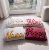 Custom Embroidered Chenille Yarn Grandma Sweatshirt, Cute Gigi Nana Nini Poppy Crewneck, Personalized Grandma Gift For Women Mom Mother