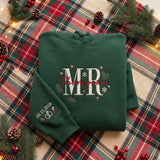 Custom Mr And Mrs Christmas Couple Sweatshirt, Personalized Name Date Festive Crewneck