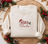 Personalized Mr And Mrs Santa Hat Christmas Sweatshirt, Couple Initial Name Crewneck