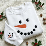 Personalized Snowman Face Christmas Sweatshirt, Custom Names Embroidered Crewneck
