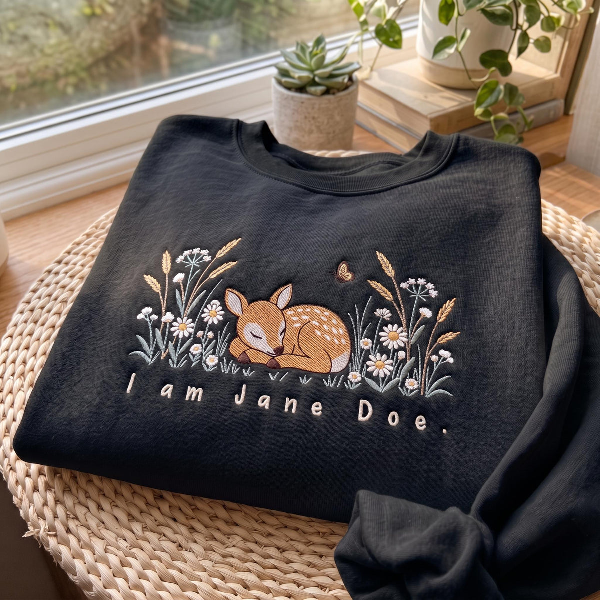 Embroidered We Are Jane Doe Sweatshirt, Cute Deer Floral Womens Rights Jumper, Feminist Gift