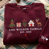 Custom Matching Family Christmas Sweatshirt, Embroidered Name & Initial on Sleeve