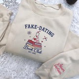 Custom Embroidered Fake Dating Book Club Sweatshirt, Cute Chemistry Bookish Custom Name Sleeve Crewneck, Romance Reader Gift For Women