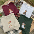 Custom Embroidered Christmas Dog Sweatshirt, Personalized Holiday Puppy Crewneck Gift